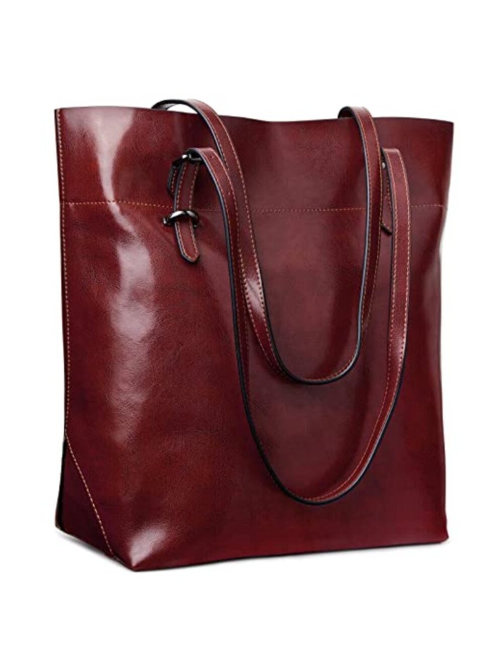 Genuine Leather Tote Shoulder Bag Large Capacity Waxed Cowhide